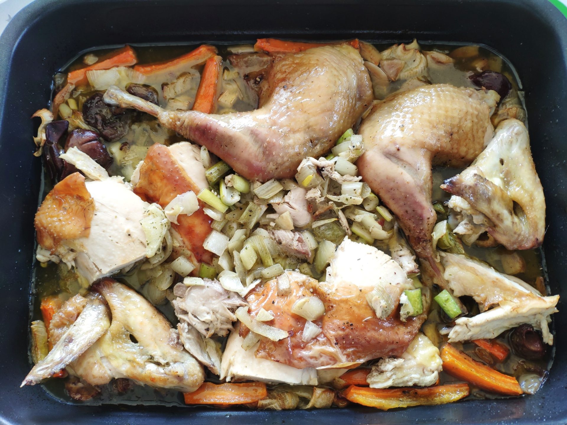 Poulet rôti aux poireaux