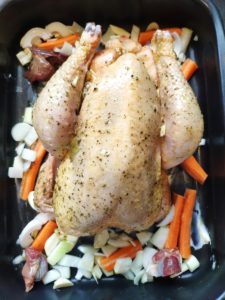 Poulet rôti aux poireaux