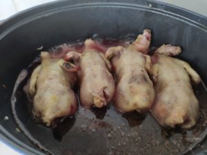 Cailles au vin rouge